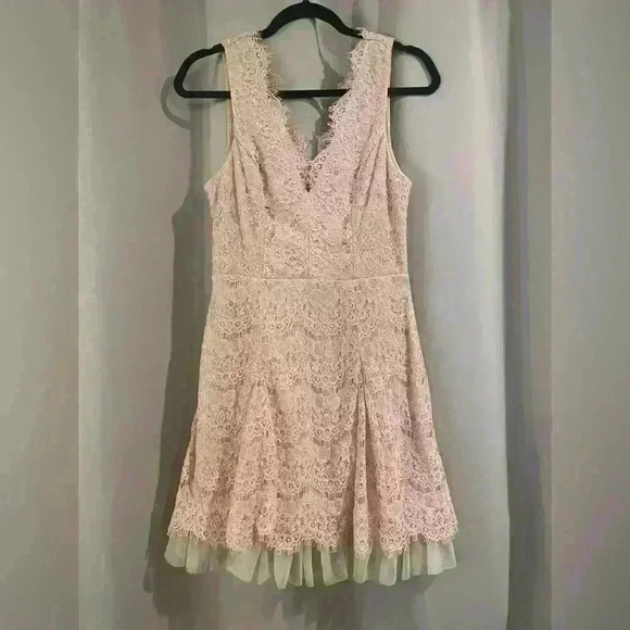Women’s Pink V-Cut Trixxi Lace Dress - Picture 1 of 8